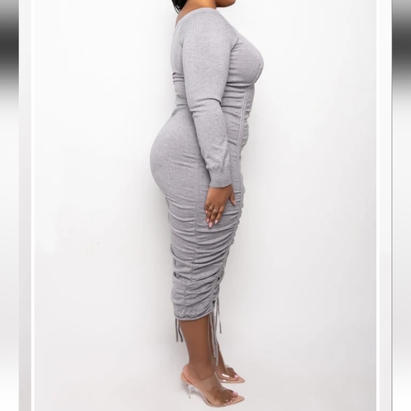 AKIRA Gray Sweater Midi Dress - Picture 3 of 4